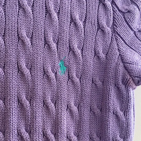 Ralph Lauren Lilac Cable Knit Turtleneck Sweater - Picture 3 of 4